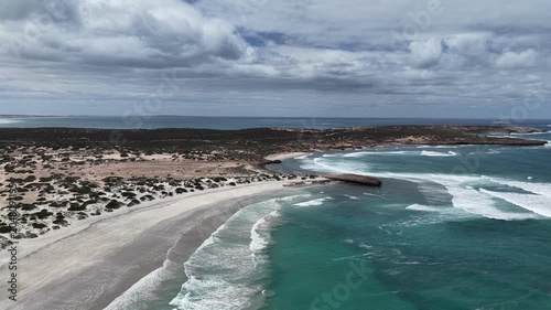 Penong, South Australia – 4k aerial drone footage of Long Beach, Cactus Beach, coastal sand dunes, salt lakes, limestone cliffs and Southern Ocean shoreline