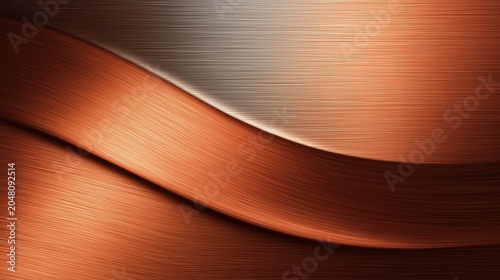 Abstract Brushed Copper Metal Texture with Elegant Wavy Layers