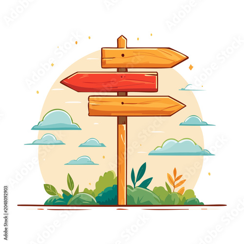 Wooden signpost with arrows pointing in different directions