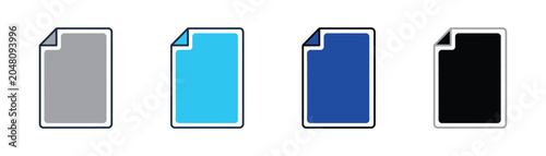 Cuadro en lienzo Minimalist blue document file icon with turned corner vector illustration docume