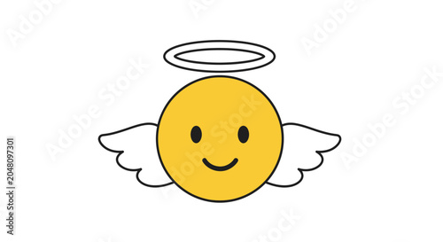 Smiling Angel Emoji with Wings and Halo