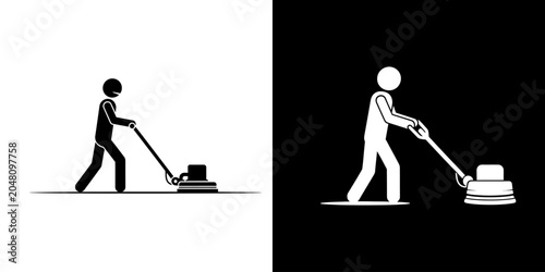 Foto Person operating a floor buffer or polishing machine
