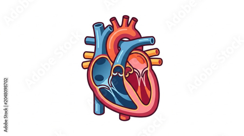 Konstfotografi Anatomical illustration of a human heart showing chambers and vessels