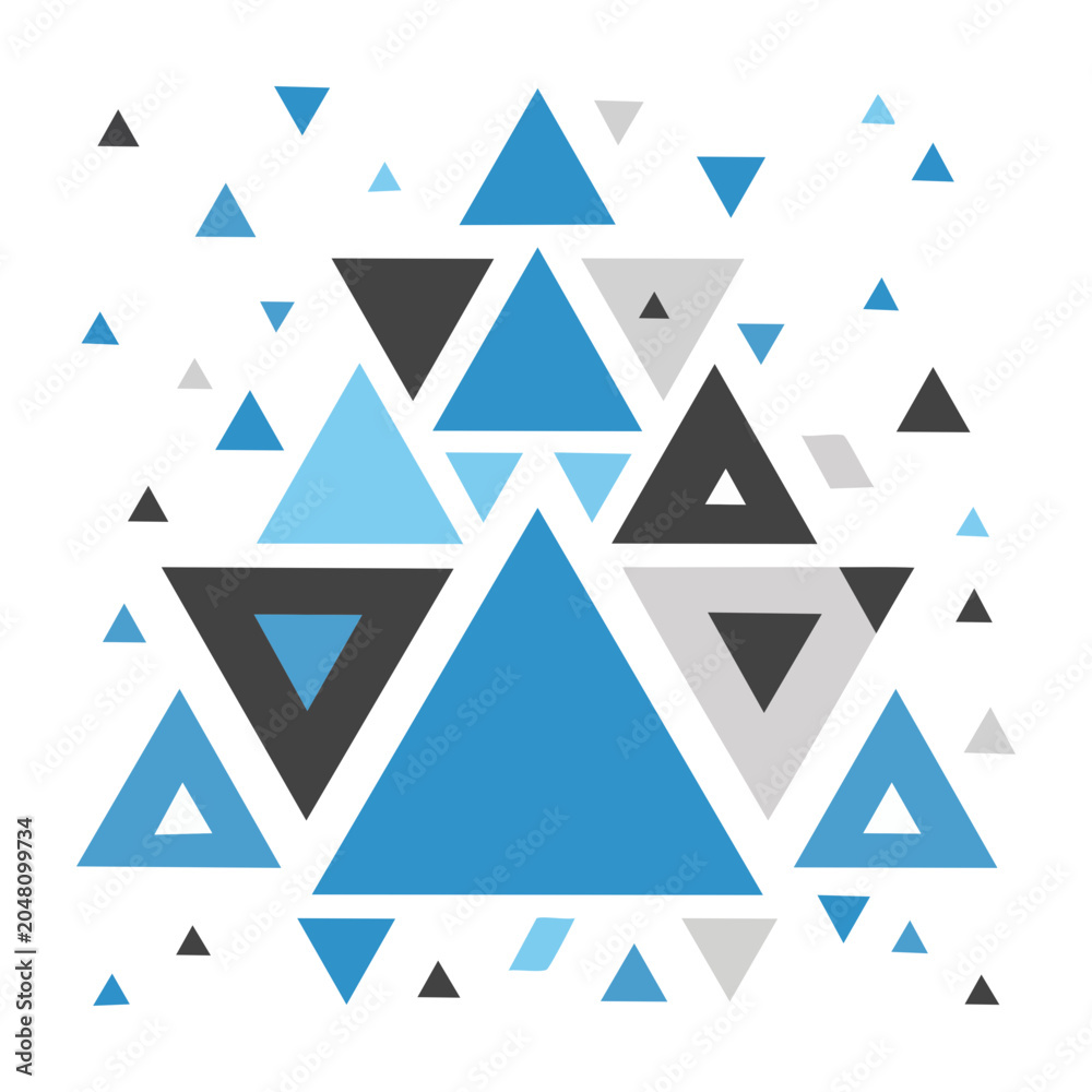 Obraz premium Abstract geometric pattern of blue and gray triangles
