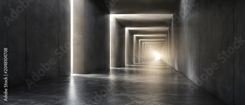 Infinite Futuristic Portal Corridor with Glowing Frames and Perspective Depth
