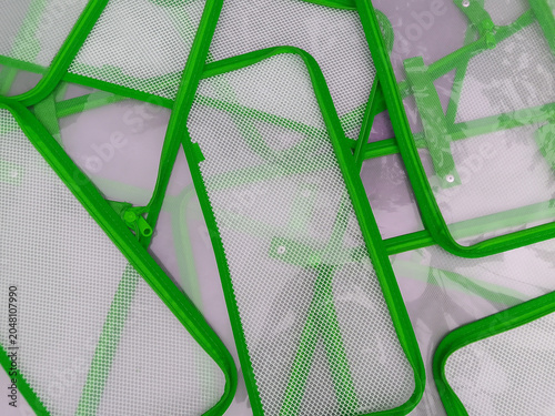 a collection of lightweight, transparent plastic bags with neatly arranged zippers. practical storage bags made of transparent material.