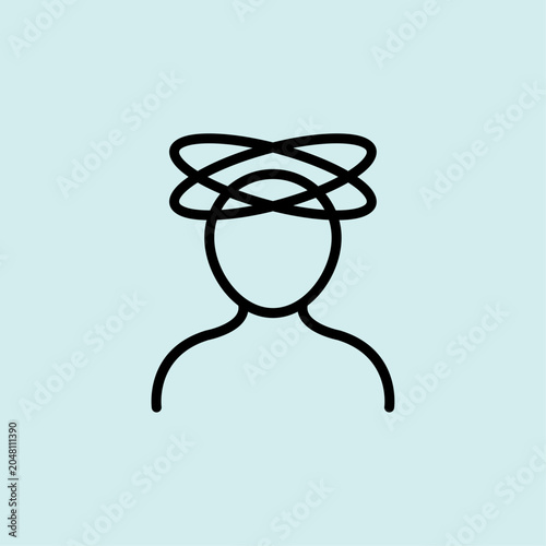 Icon showing stars or swirls around a head to represent dizziness.