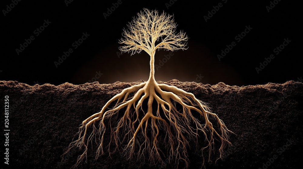 Fototapeta premium Tree with Deep Roots | Concept of Foundation and Growth