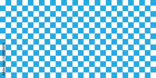 Abstract light blue and white checkerboard background with seamless geometric square grid pattern. Bright sky blue checkered backdrop for retro pop art, tablecloth, and modern banner design.