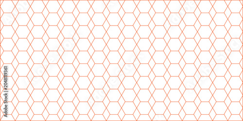 Cuadro en lienzo Light orange hexagon seamless vector pattern, geometric abstract grid design bac