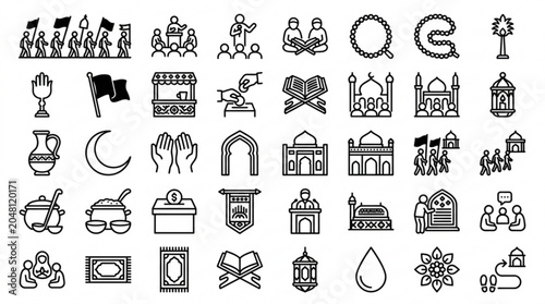 Islamic symbols and muharram icons for cultural