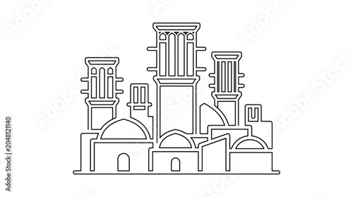 Traditional yazd windcatcher towers in iran