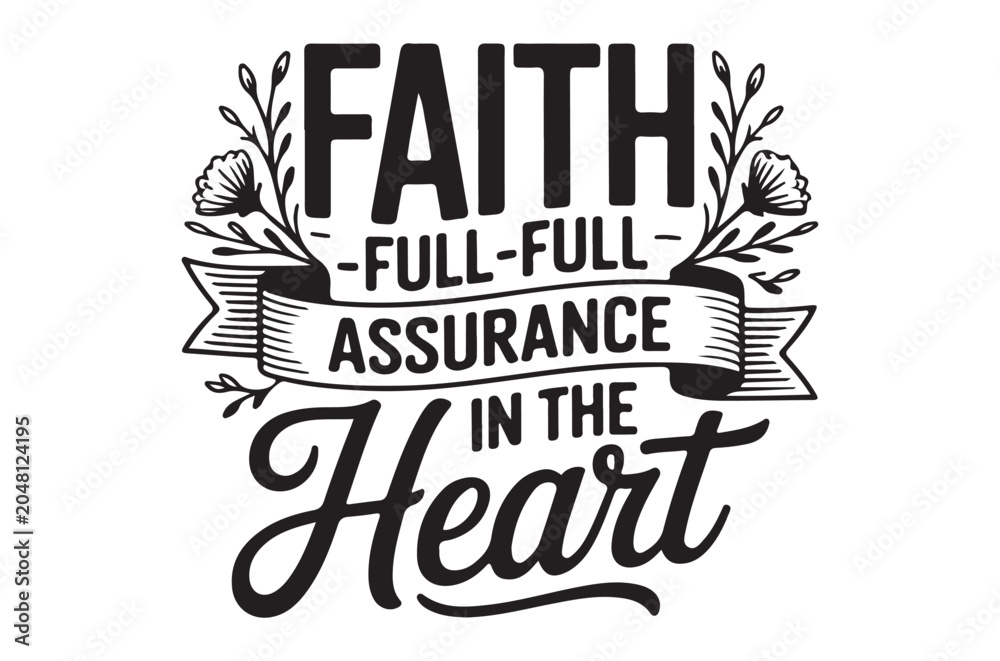 Naklejka premium faith full assurance text design lettering calligraphy