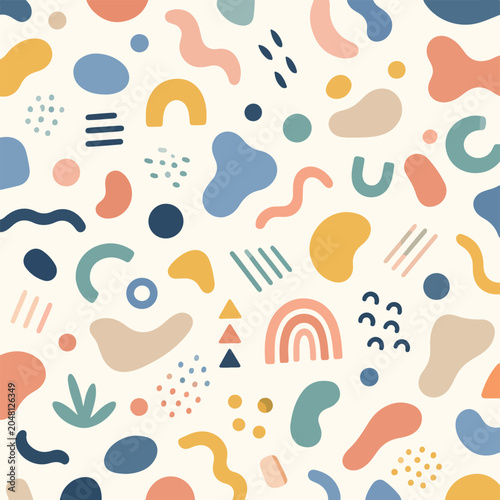 Abstract Organic Blob Shapes Seamless Pattern Background