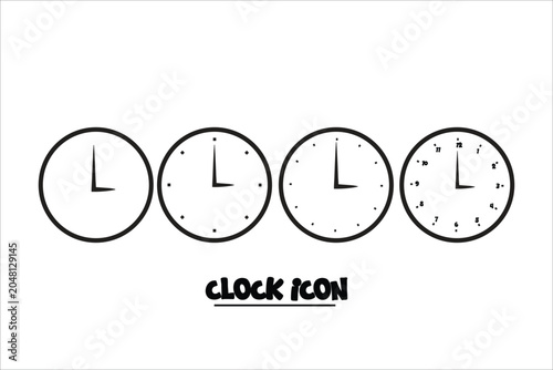 Set of minimalist clock icons on white background, time concept illustration