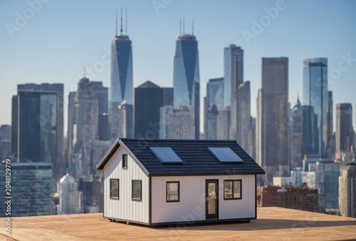 Tiny Starter Home Surrounded By Oversized City Skyline