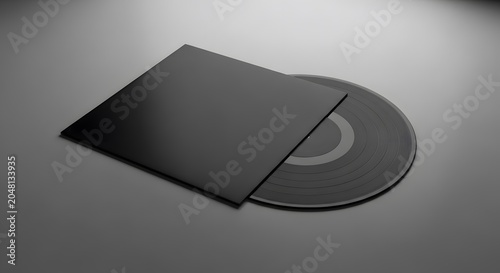 Blank matte black vinyl record cover sleeve mockup