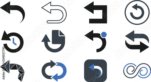 фотографія undo vector icon set isolated reset refresh reload history infinity geometric cu