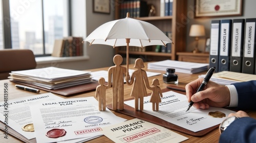 Legal Advisor Signing Life Insurance and Family Protection Contract