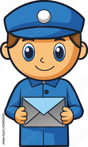 Cartoon mailman holding an envelope