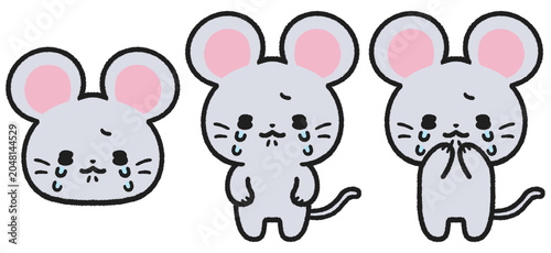 Foto 泣いているネズミのイラストセット