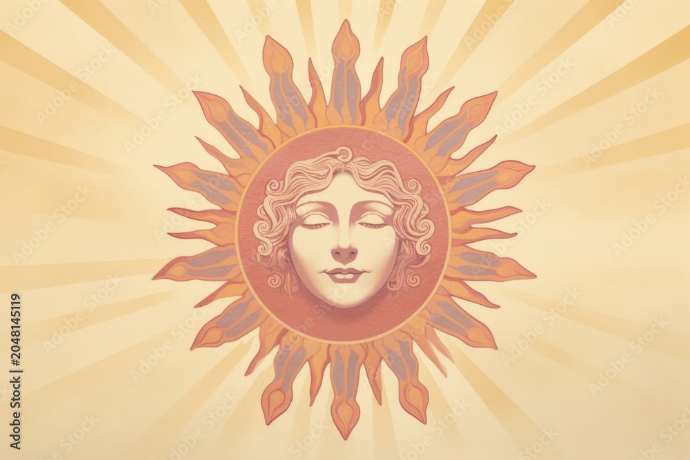 Obraz premium Illustration of sun art painting sketch.