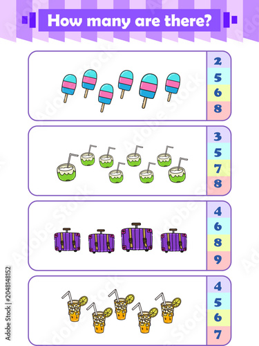 Canvas Print Counting game of wild animals for preschool kids