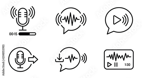 Photos Microphone Icons Set Black Vector Illustration On White Background
