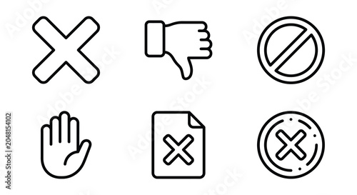 Obraz na plátně Rejected Application And Failed Idea Vector Illustrations With Red Crosses