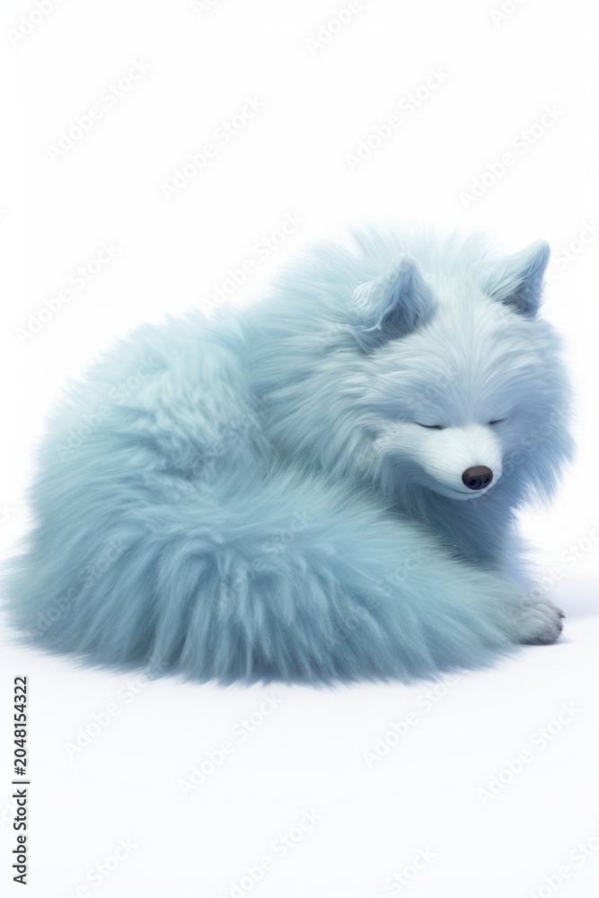 Naklejka premium Fluffy blue dog sleep mammal animal white.