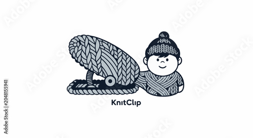 Smiling person and cloud wing halftone design