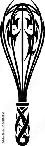Kitchen whisk in tribal art style silhouette