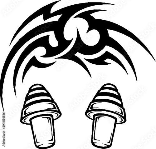 Tribal pattern above protective earplugs symbol