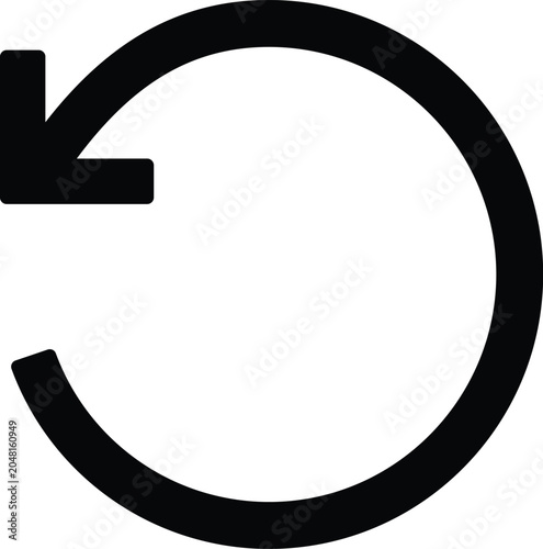 Counter clockwise circle refresh loop arrow icon in minimalist line art style