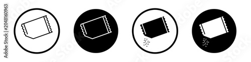 Packet soluble powder icons pack in black and white versions for web.