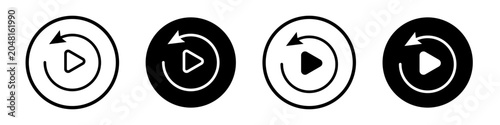 Cuadro en lienzo Playback icons pack in black and white versions for web.