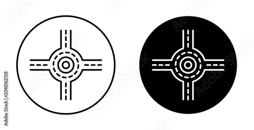 Schilderij op canvas Road junction icons pack in black and white versions for web.