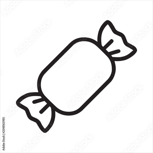 Minimalist wrapped candy outline icon.