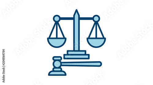 Tableau sur toile Justice Scales and Gavel Icon