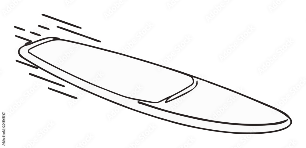 Fototapeta premium Paddleboard sup surfing line art perspective vector. Generative AI