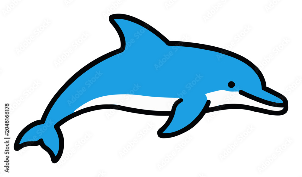 Fototapeta premium Bottlenose dolphin jumping side view vector. Generative AI