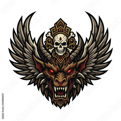 Winged Demon Skull Gaming Mascot Vector Logo Design