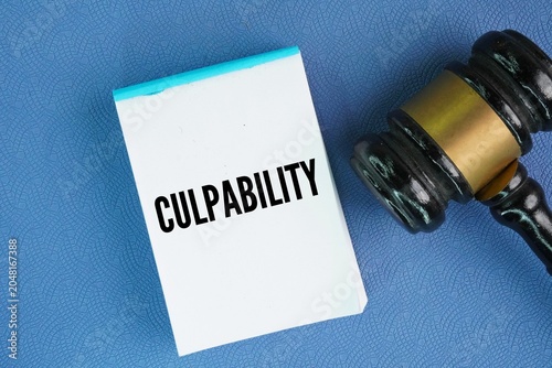 Принти на полотні Judge's hammer and paper with the word culpability