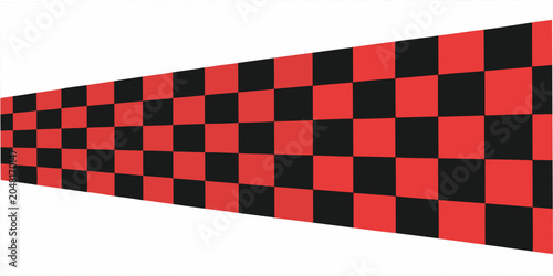 Checkered pattern with perspective red and black squares on white background