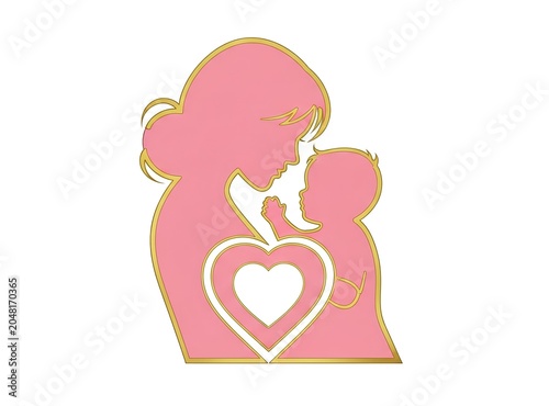 Mother and baby isolated on white