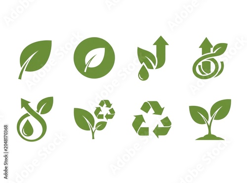 Green ecology and recycling icon set