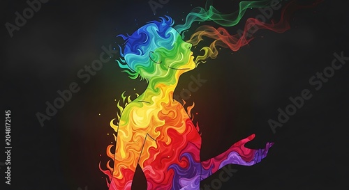 Vibrant abstract digital art with colorful smoke and fire effects.