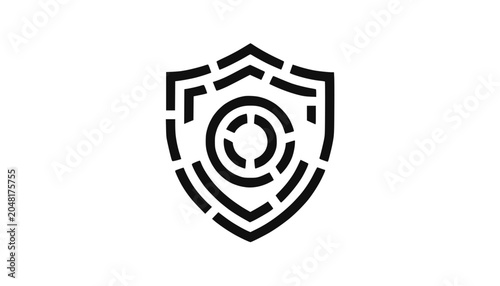 Shield Icon with Target Center - Security, Protection, and Safety Symbol