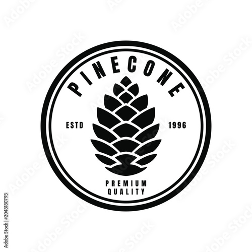 pinecone logo design concept vintage style with label circle