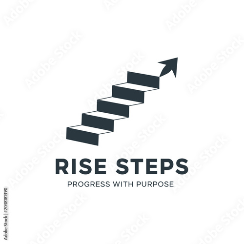 Quadro su tela Ascending stairs with arrow symbol for progress purposeful growth success leader